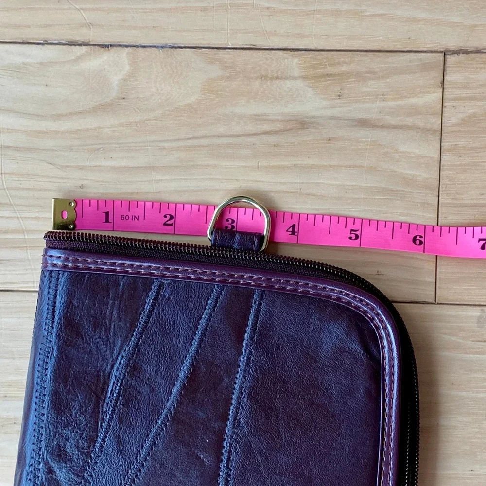 Vintage Jameslee Luxury Burgundy Leather Patchwork Tie Travel Case Made in Korea